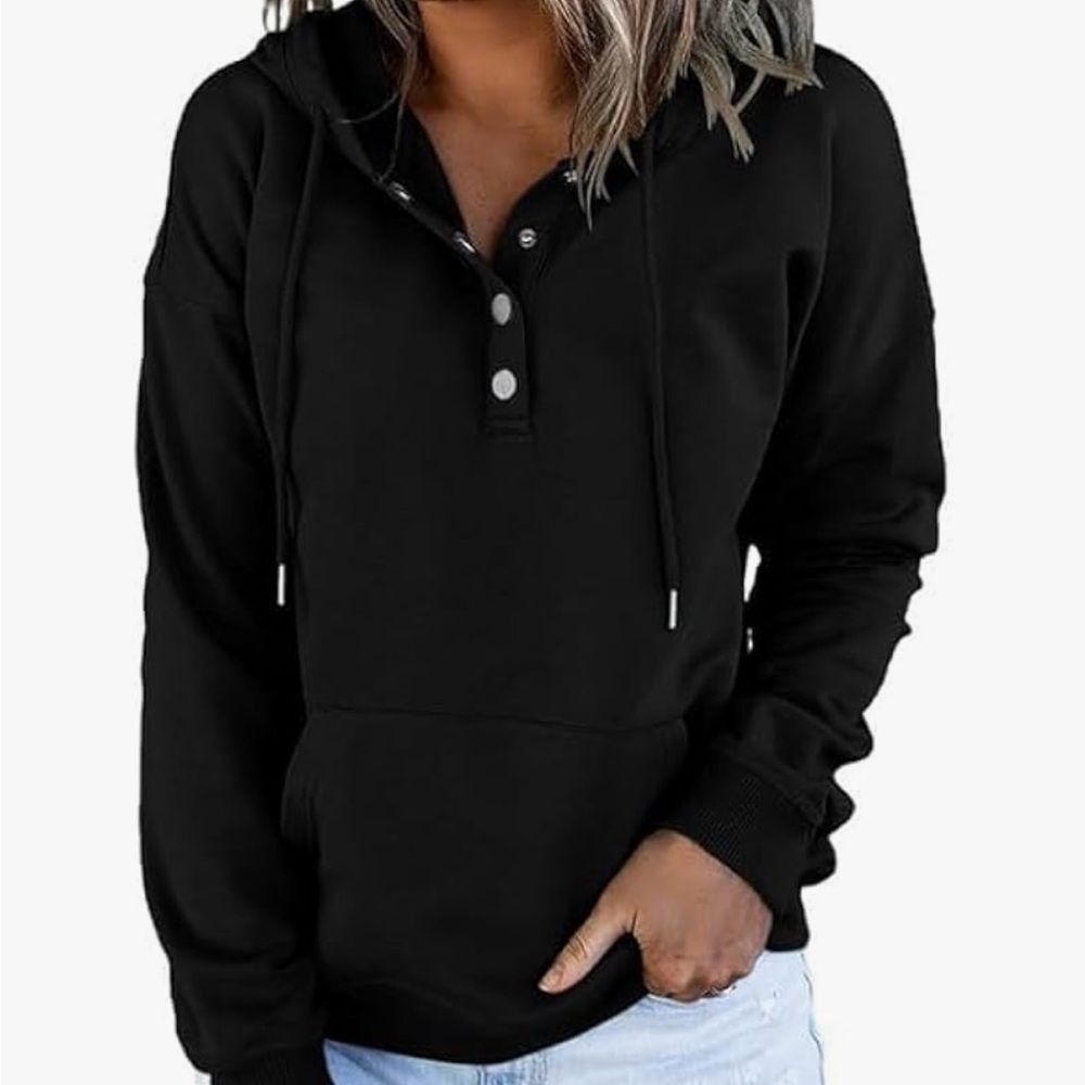 Black Hooded Pullover - Women's Casual Top